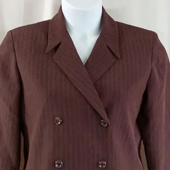 Positive Attitude women's Size 10 wine color pinstripes New pants & blazer - Picture 2 of 16